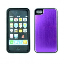 iPhone 4 4S 4 in 1 Aluminum Carbon Case (Purple)